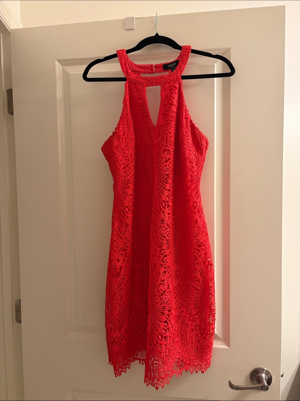 Guess Coral Lace Halter Mini Dress